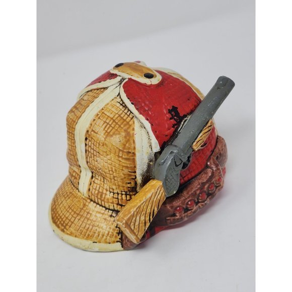 Vintage Hunting Hat Coin Bank With Stopper Red Gold And Yellow - Picture 1 of 10